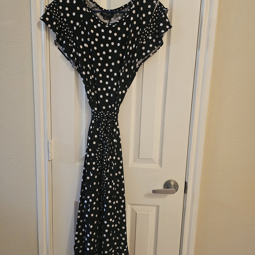 Perceptions Black and White Polka Dot Maxi Dress